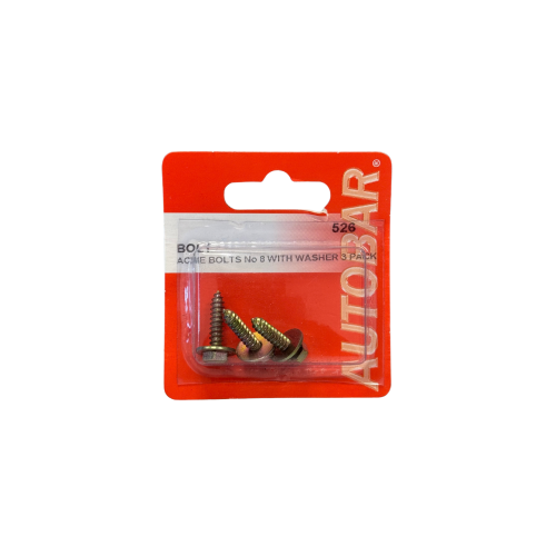 ACME BOLTS NO 8 WITH WASHERS (PK 3)