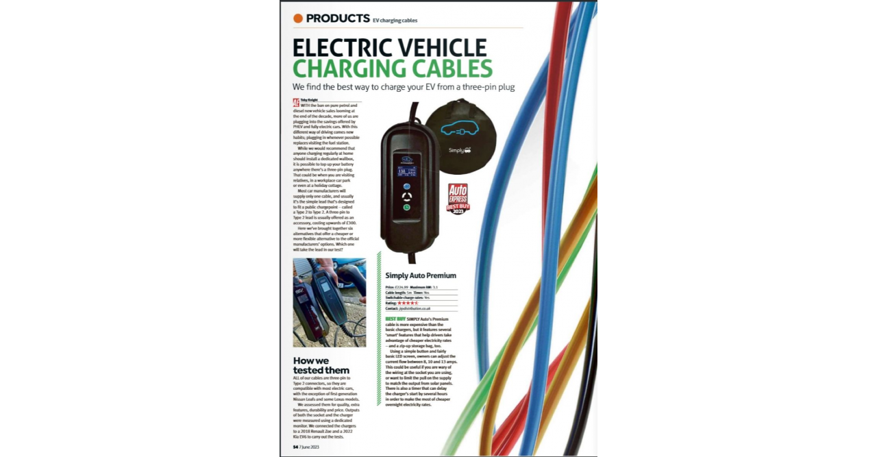 Auto Express 'Best EV charging cables 2023' Winner!