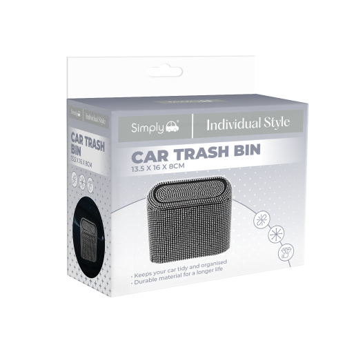 SILVER CAR TRASH BIN