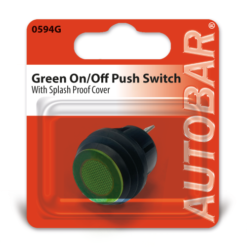 GREEN ON/OFF PUSH SWITCH WITH SPLASH PROOF COVER