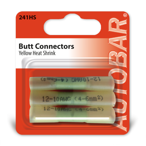 YELLOW  HEAT SHRINK BUTT CONNECTORS (PK 3)