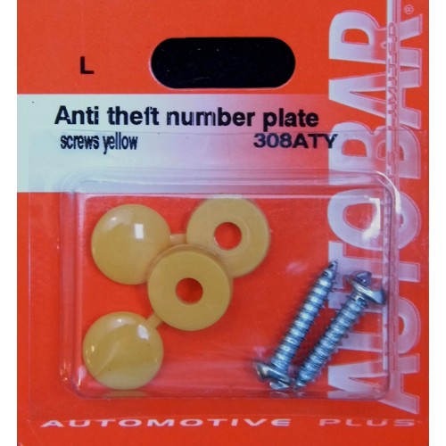 ANTI THEFT SECURITY NUMBER PLATE FITTINGS - YELLOW (2PK)