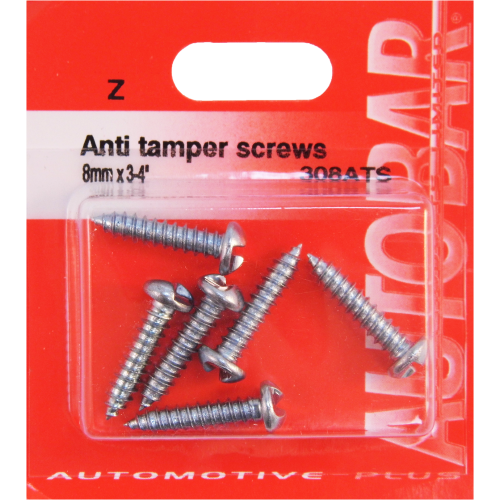 ANTI TAMPER SECURITY SCREWS  - 8MM X 3/4 (PACK 6)