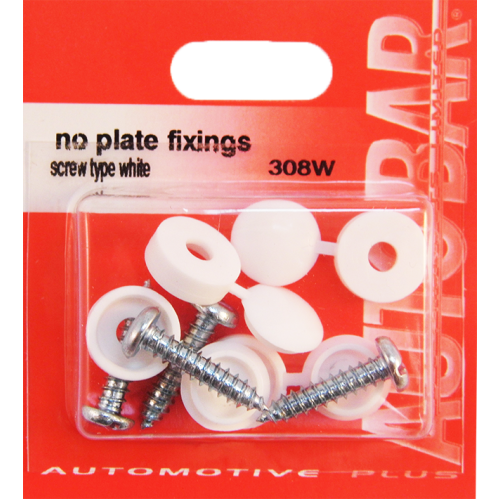 NUMBER PLATE FIXINGS SCREW TYPE. WHITE