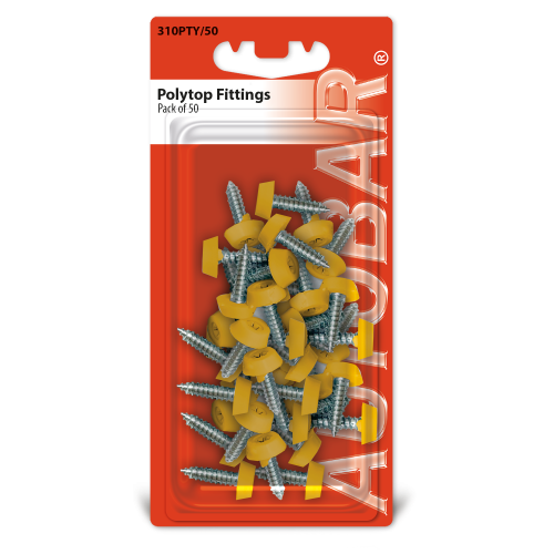 POLYTOP NUMBER PLATE FITTINGS - YELLOW PK 50
