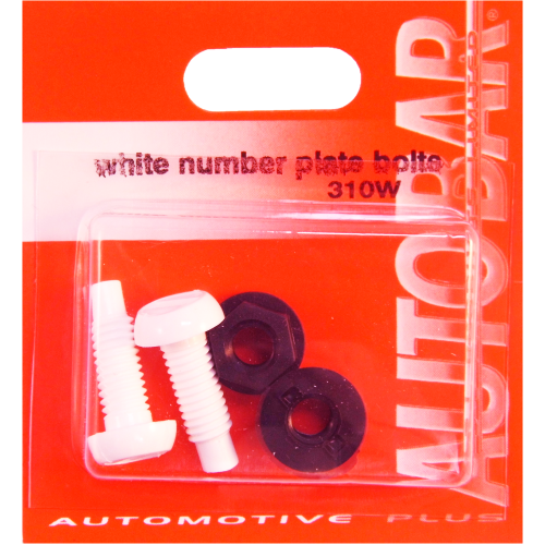 NUMBER PLATE BOLTS WHITE (2PK)