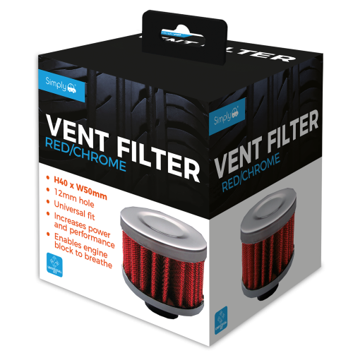 VENT FILTER RED WITH CHROME FINISH & RECESS