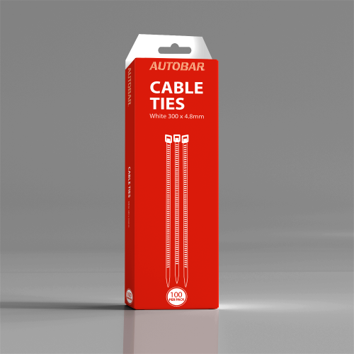 100 PACK WHITE CABLE TIES IN REUSABLE BOX 295 MM X 4.8 MM