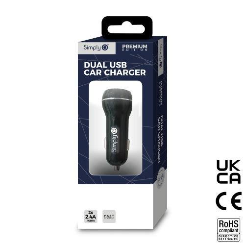 BLACK DUAL 2.4 USB CAR CHARGER
