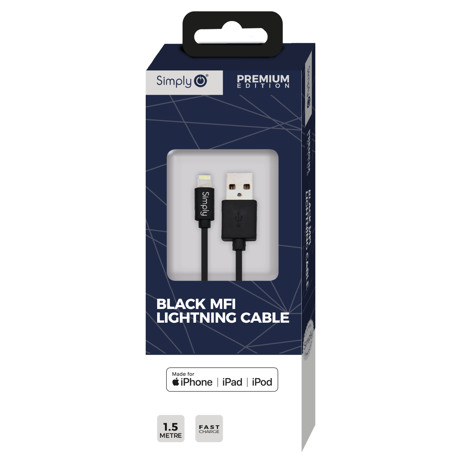 MFI USB - IPHONE CABLE 1.5M BLACK