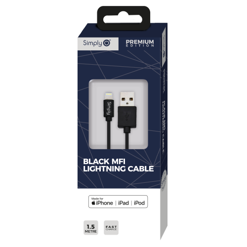 BLACK BRAIDED MFI CABLE