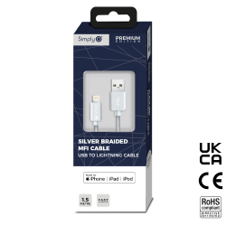 MFI USB - IPHONE BRAIDED CABLE 1.5M SILVER