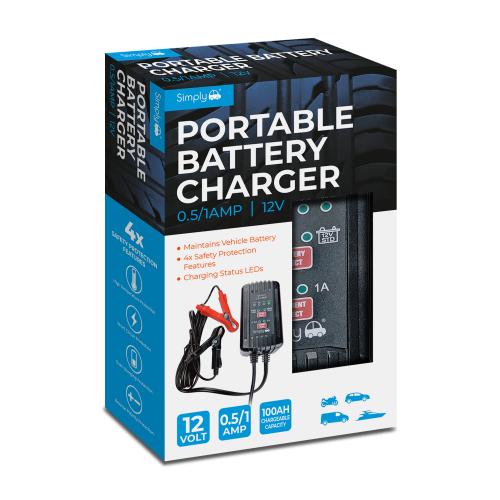 1A/0.5A 12V PORTABLE BATTERY CHARGER