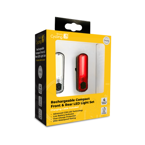 RECHARGEABLE COMPACT FRONT AND REAR BIKE LIGHTS