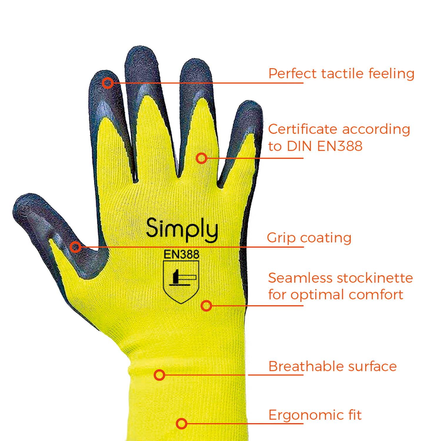 Tactile Grip Seamless Work Glove Large