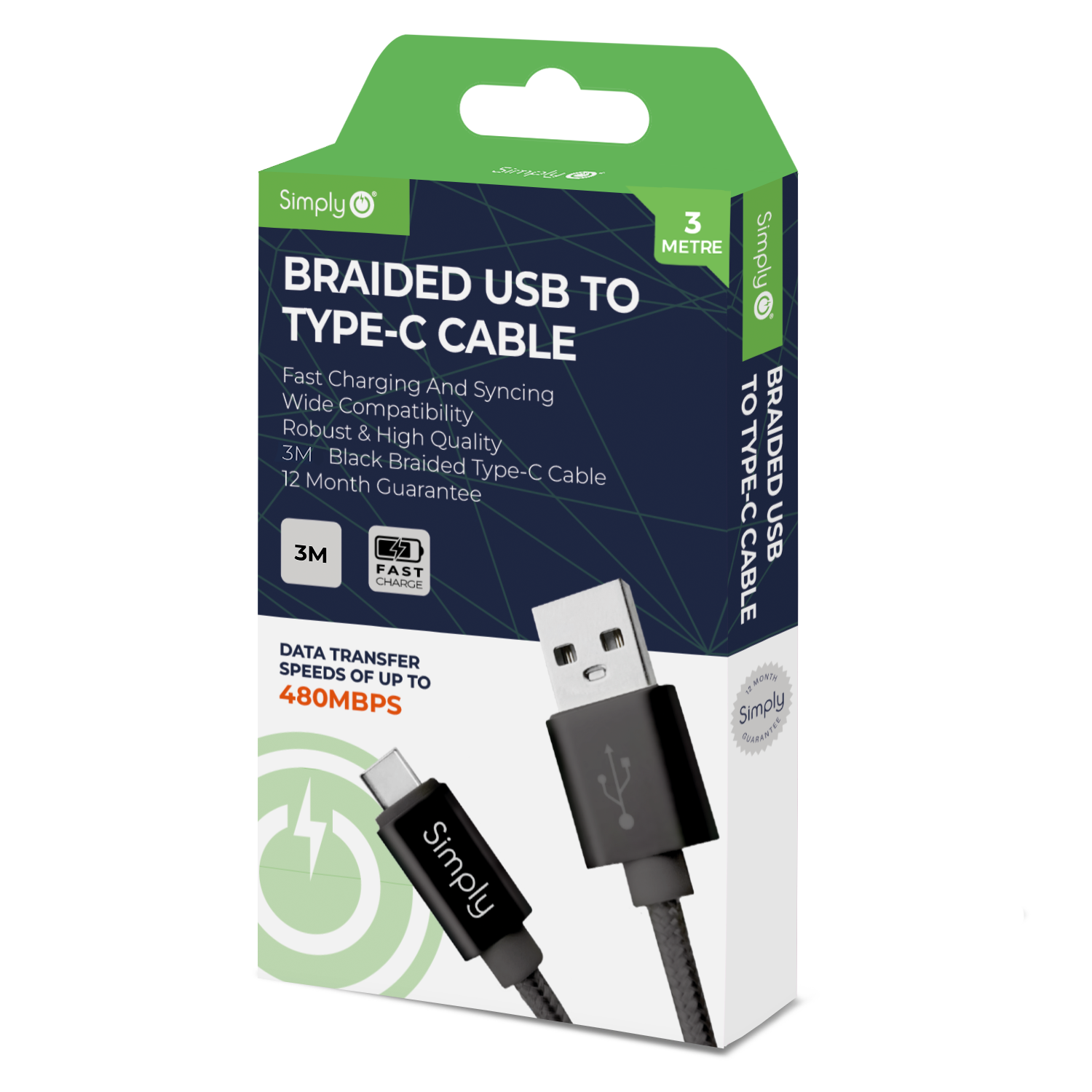 Câble USB-C 2 M Compatible Cubot KingKong 8 - Charge Rapide Et Transfert De Données - Embout Aluminium Renforcé