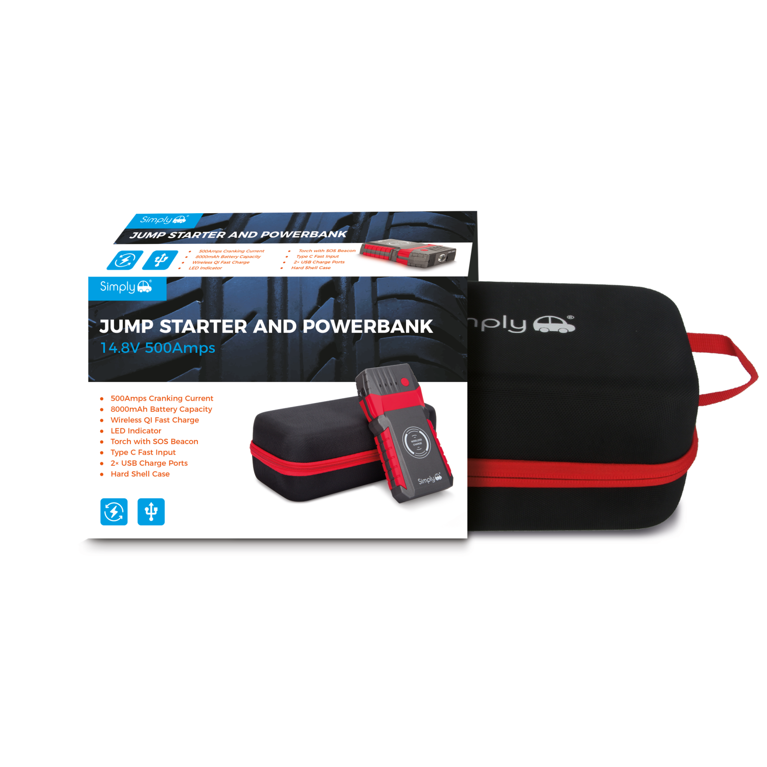 Simply Auto 500AMP PORTABLE JUMP STARTER AND POWERBANK - JS002
