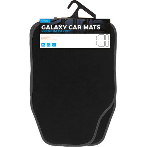 GALAXY CAR MATS CARPET - BLACK TRIM