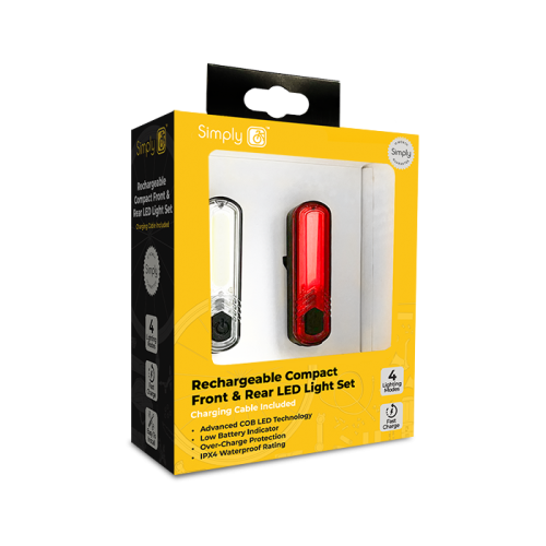 RECHARGEABLE COMPACT FRONT AND REAR BIKE LIGHTS