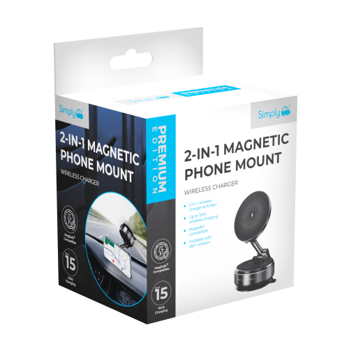 2-in-1 Magnetic Wireless Charging Phone Mount