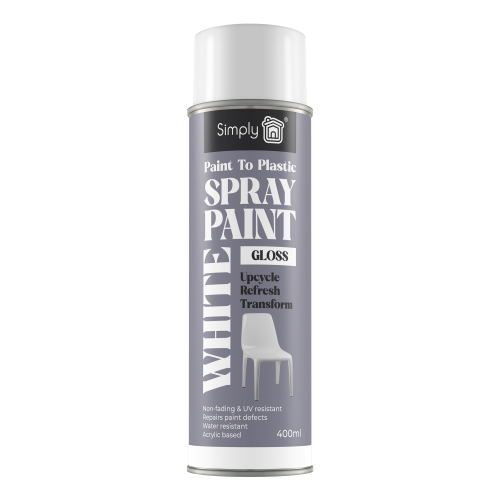 PAINT TO PLASTIC SPRAY PAINT WHITE GLOSS 400ML