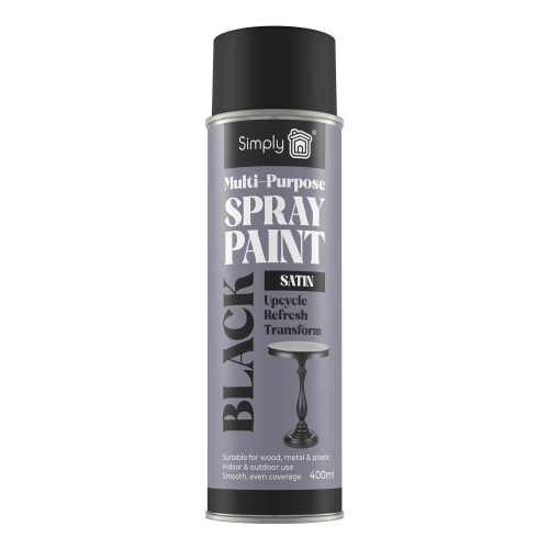 MULTIPURPOSE SPRAY PAINT BLACK SATIN 400ML