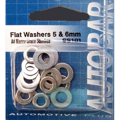 A4 MARINE GRADE STAINLESS - FLAT WASHERS 5MM  6MM