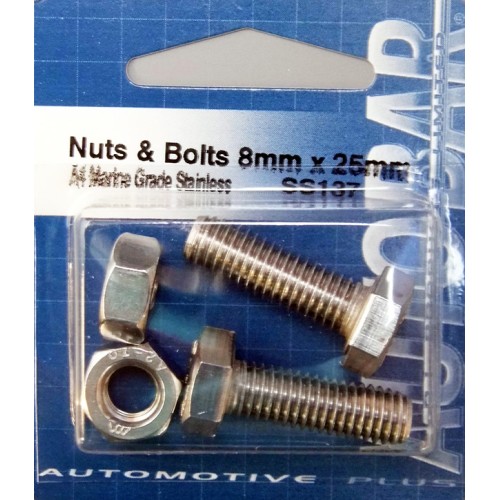 A4 MARINE GRADE STAINLESS - NUTS  BOLTS 8MM X 25M