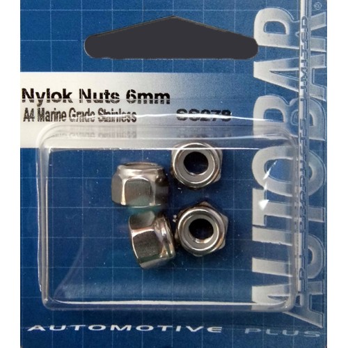 A4 MARINE GRADE STAINLESS - NYLOK NUTS 6MM - [10]