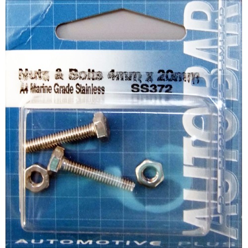 A4 MARINE GRADE STAINLESS - NUTS  BOLTS 4MM X 20M