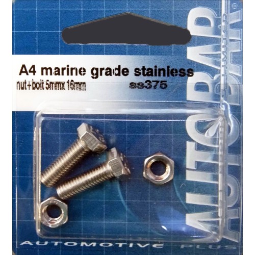 A4 MARINE GRADE STAINLESS - NUTS  BOLTS 5MM X 16M