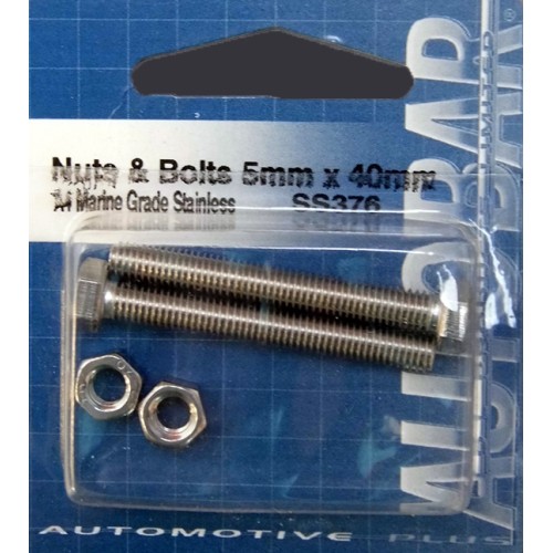 A4 MARINE GRADE STAINLESS - NUTS  BOLTS 5MM X 40M