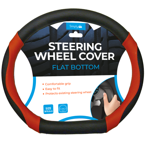 FLAT BOTTOM SWC RED DETAIL STEERING WHEEL COVER