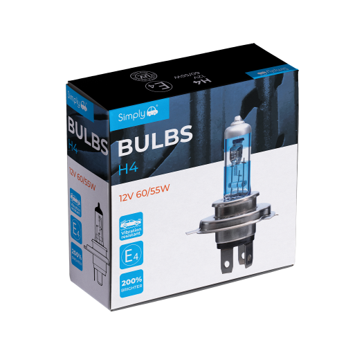 H4 200% BRIGHTER HEADLIGHT BULBS PAIR