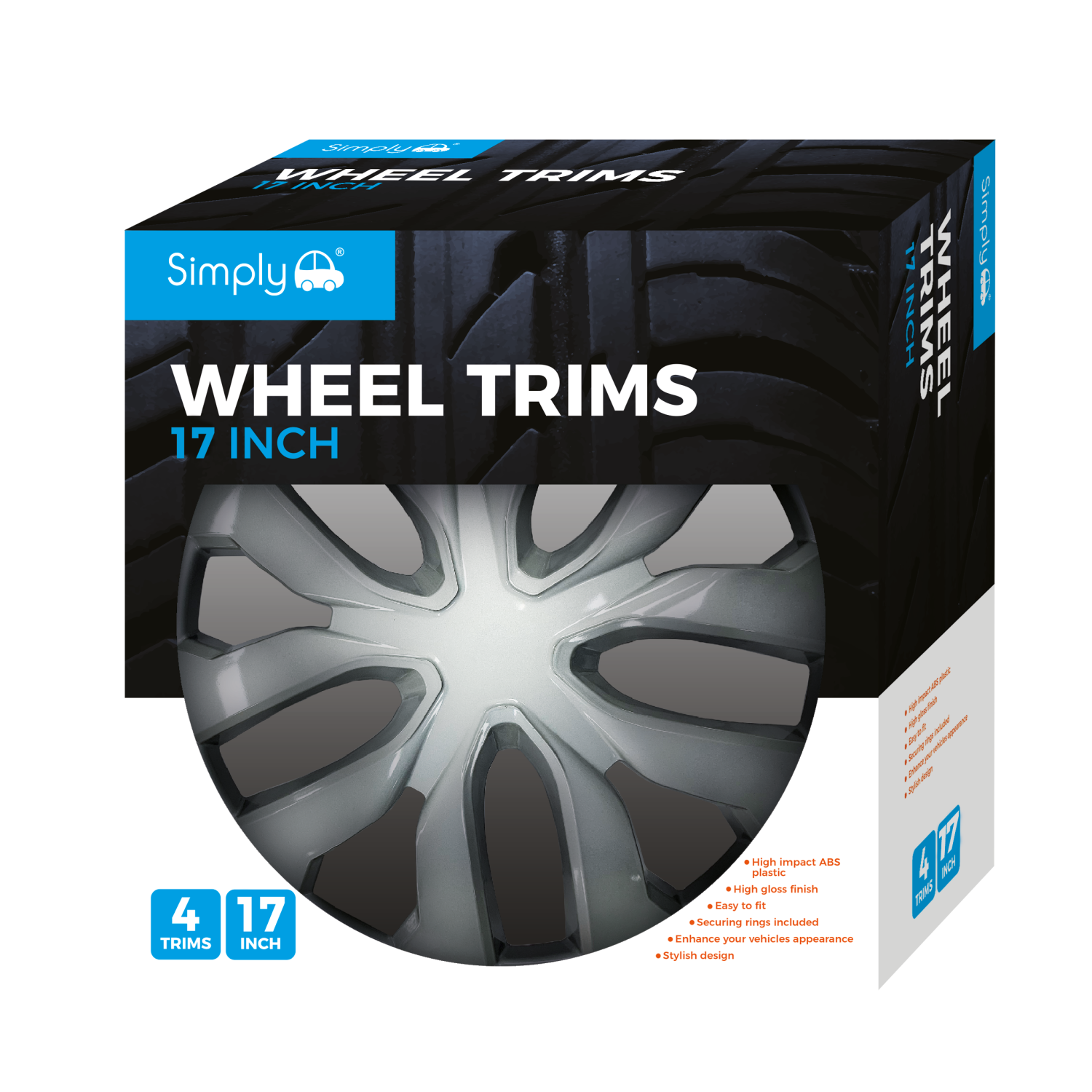 Set Of 4 Hubcaps 18" Black ABS Wheel Covers For 2014 2015-2020