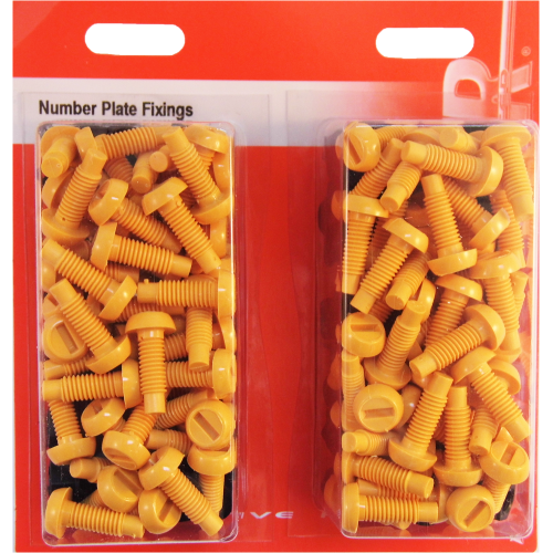 NUMBER PLATE NUTS  BOLTS YELLOW X 100